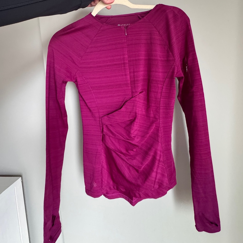 NWOT Athleta XXS Pacifica Contoured UPF Long-sleeve Top Vibrant Fuchsia - Picture 5 of 9